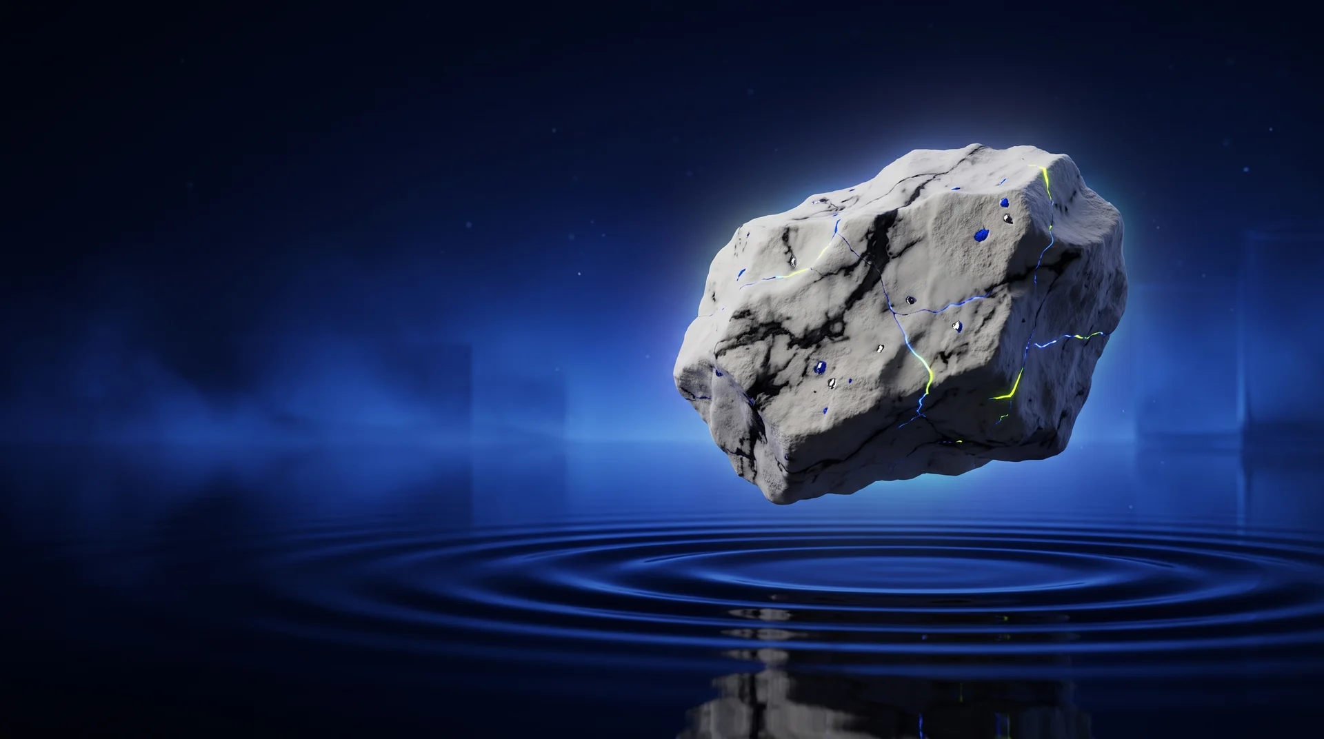 Im rohen Stein kommt ein blauer Diamant zum Vorschein.